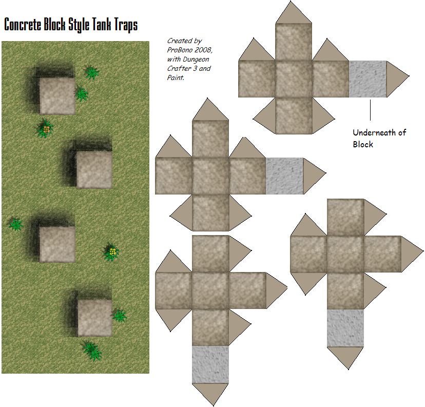 Concrete Tank Traps (3D)