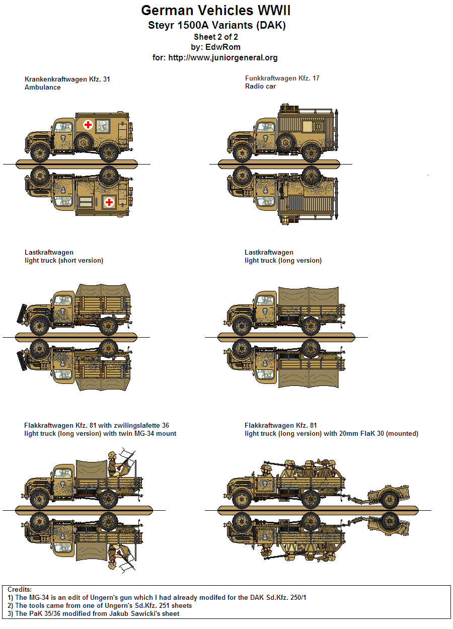 Steyr 1500A Vehicles (North Africa)