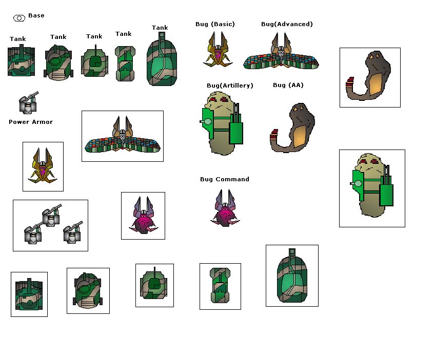 Various Top Down Vehicles and Bugs