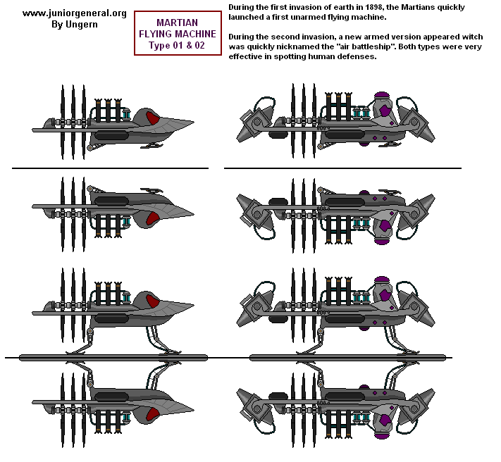 (War of the worlds)type01 and type 02martian flying machine