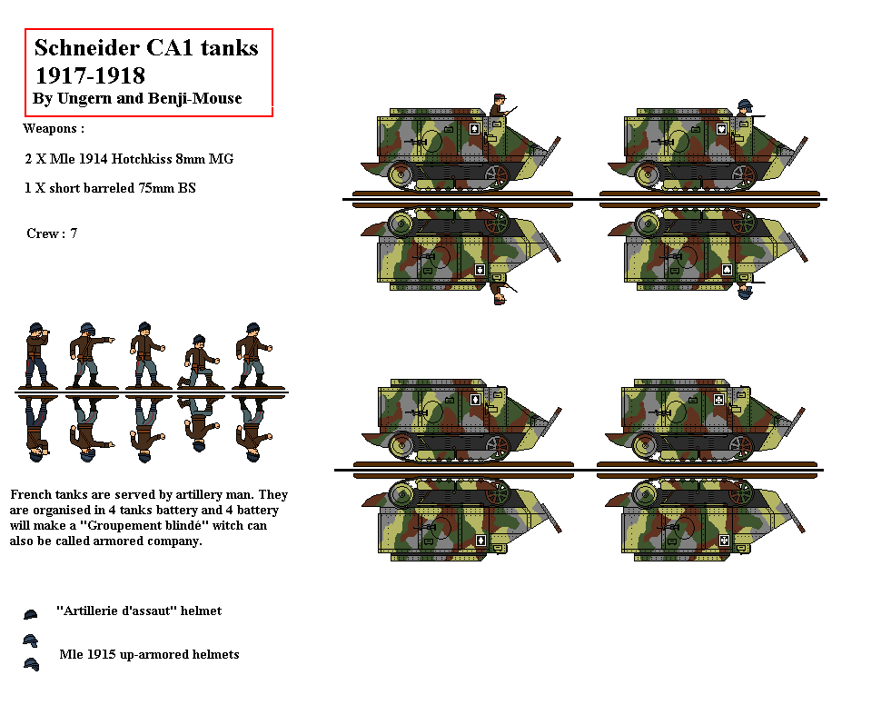 French Schneider CA1 Tanks