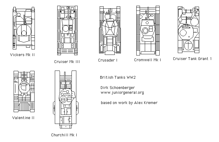 Top Down British WW2 Tanks bW