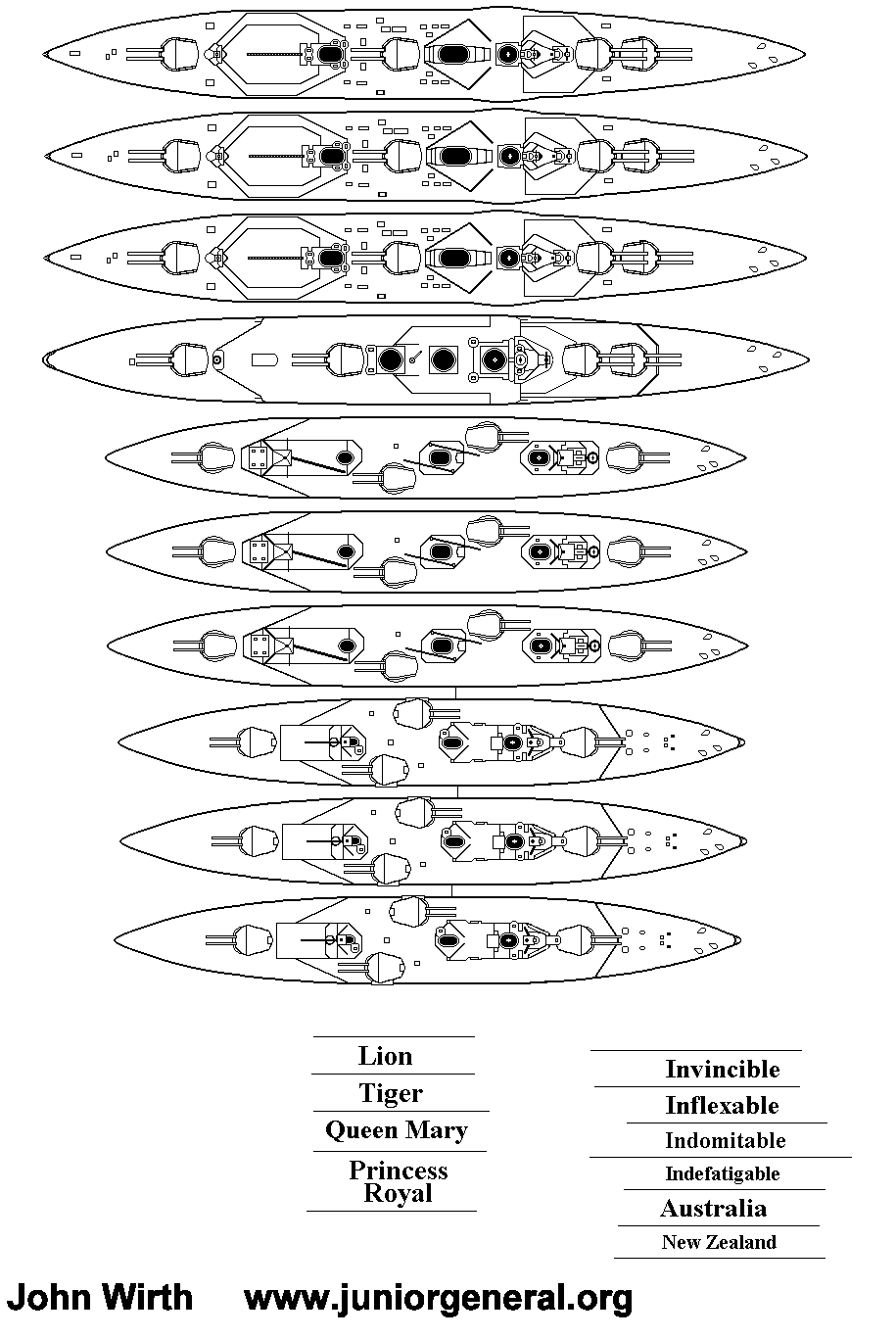 Top down British Ships