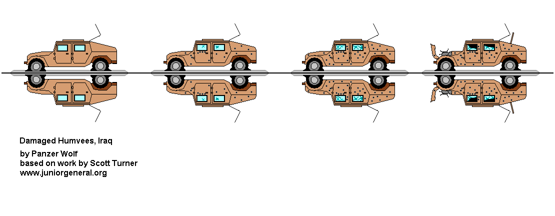 HMMWVs with Battle Damage