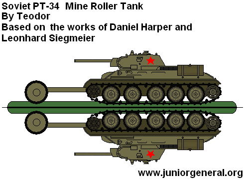 Soviet PT-34 Mine Roller Tank