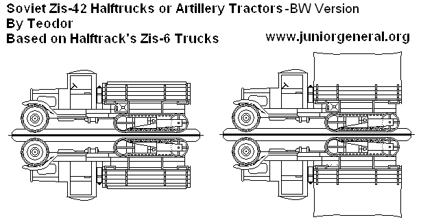 Black and White Soviet ZIS-42 Halftracks
