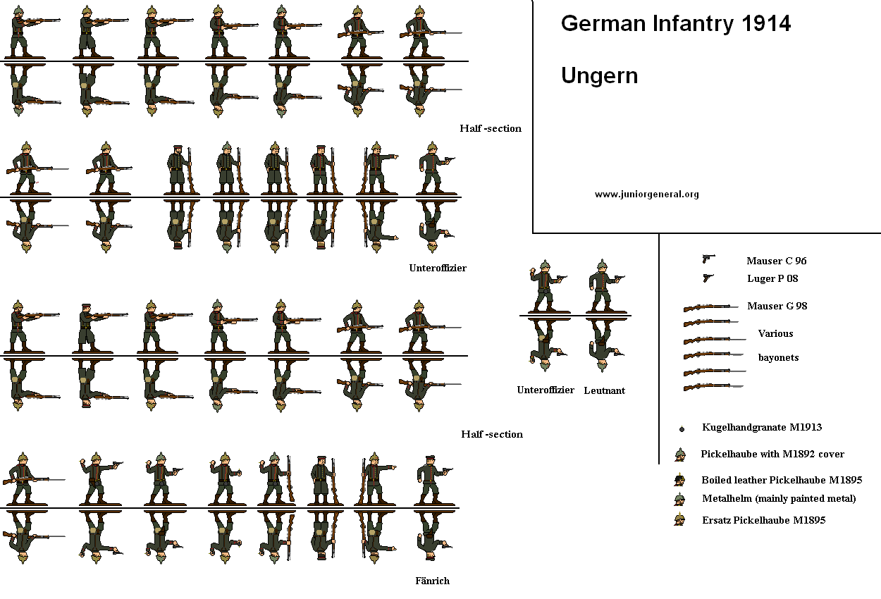 German Infantry, various types