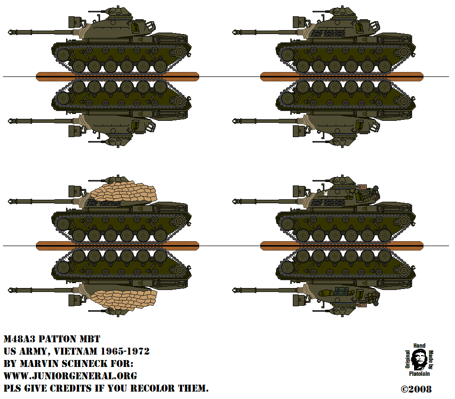 US M48A3 Patton Tank Paper Miniature