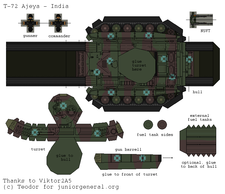 India T-72 Tank (3D Fold Up)